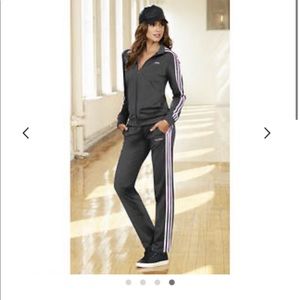 Adidas grey & pink track suit